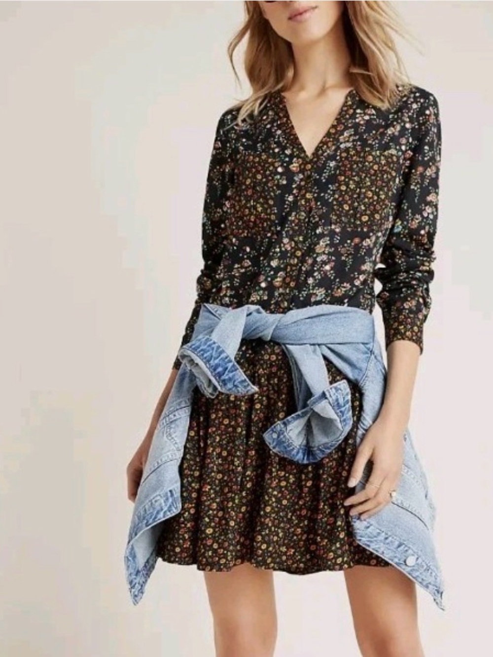 Floral V-Neck shift dress Maeve by Anthropologie - Picture 2 of 9